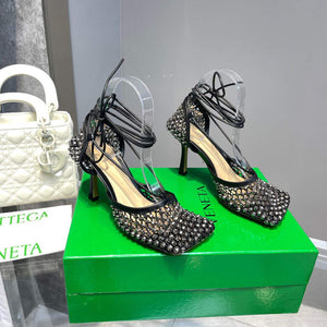 Bottega Veneta BV 667206 Rhinestone mesh and leather sandals V0GU11013 - 34 - View 3