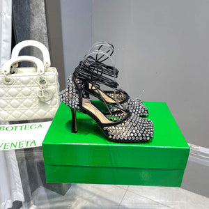 Bottega Veneta BV 667206 Rhinestone mesh and leather sandals V0GU11014 - 34 - View 7