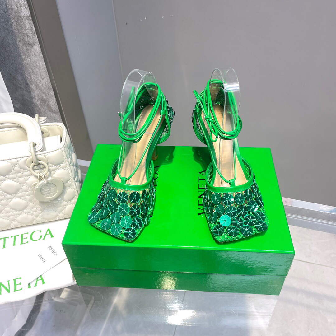 Bottega Veneta BV 667206 sequins mesh and leather sandals V0GU11019 - 34 - View 1