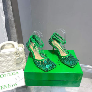 Bottega Veneta BV 667206 sequins mesh and leather sandals V0GU11019 - 34 - View 2