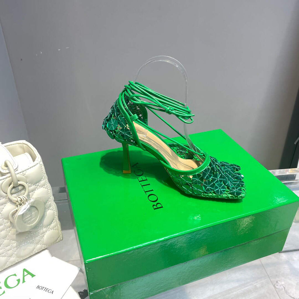 Bottega Veneta BV 667206 sequins mesh and leather sandals V0GU11019