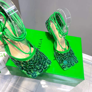 Bottega Veneta BV 667206 sequins mesh and leather sandals V0GU11019 - 34 - View 8