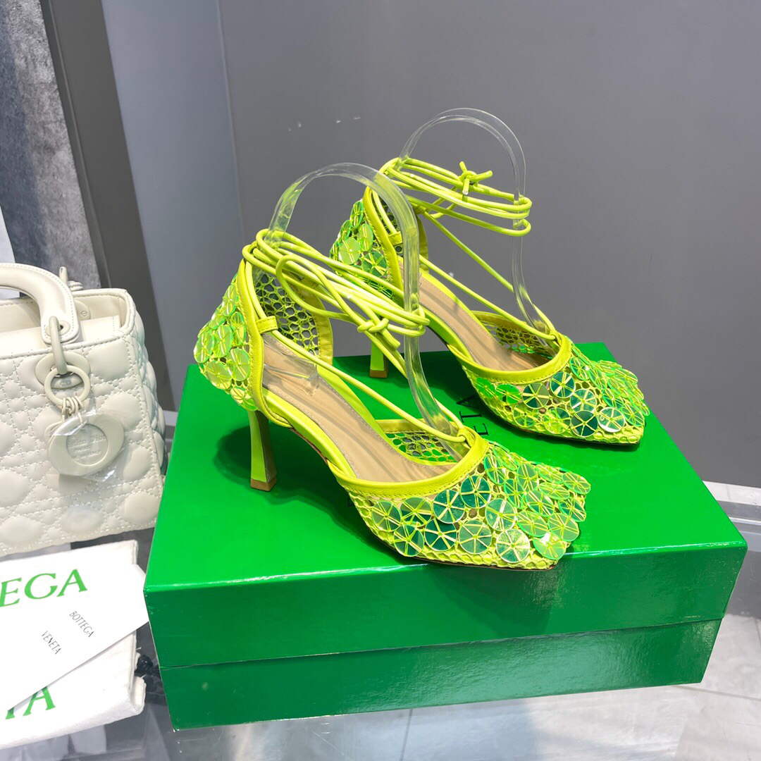Bottega Veneta BV 667206 sequins mesh and leather sandals V0GU11020