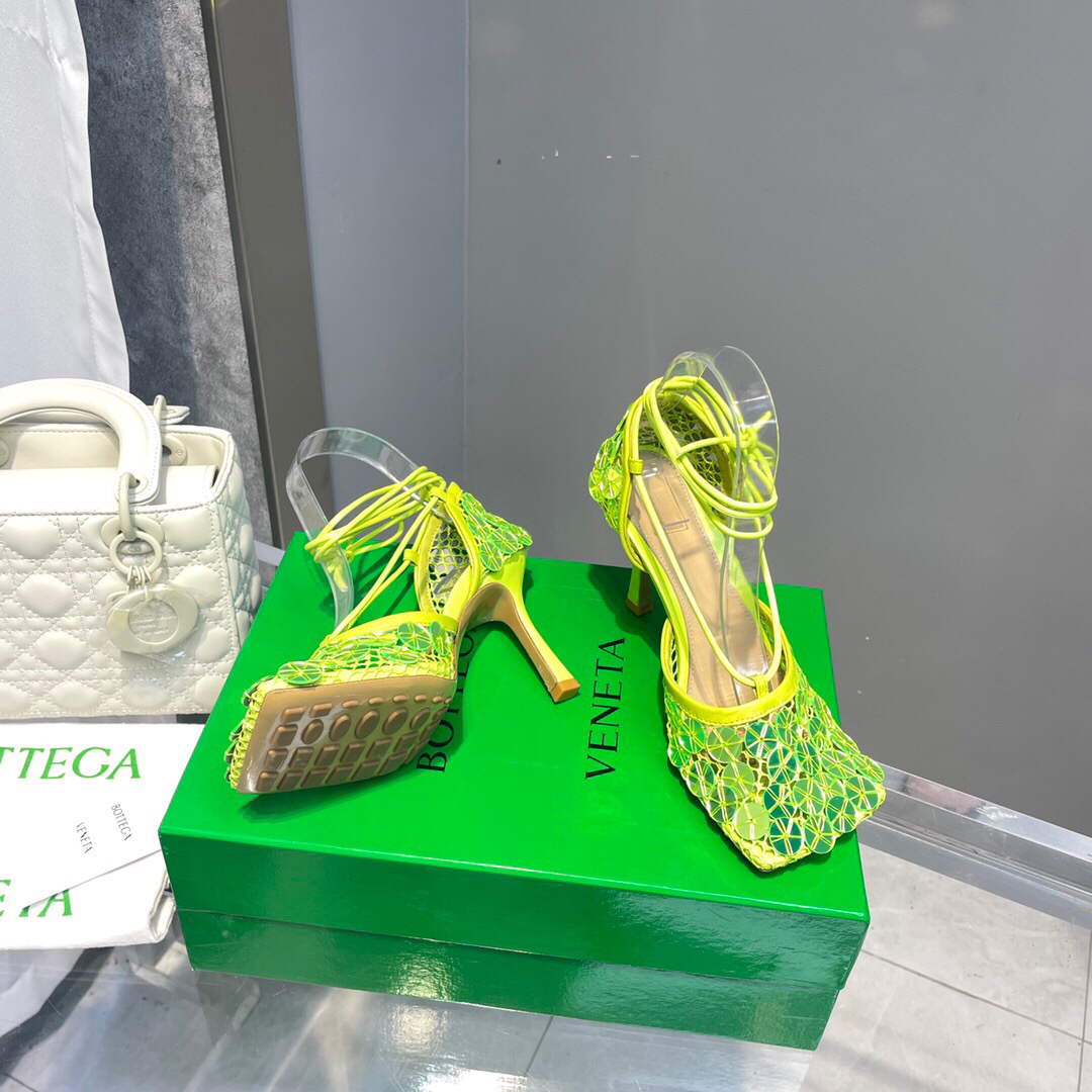 Bottega Veneta BV 667206 sequins mesh and leather sandals V0GU11020