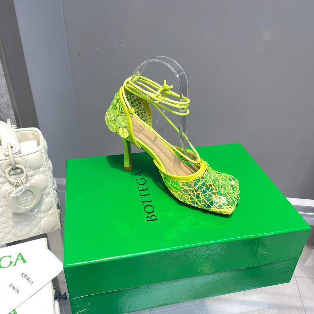 Bottega Veneta BV 667206 sequins mesh and leather sandals V0GU11020