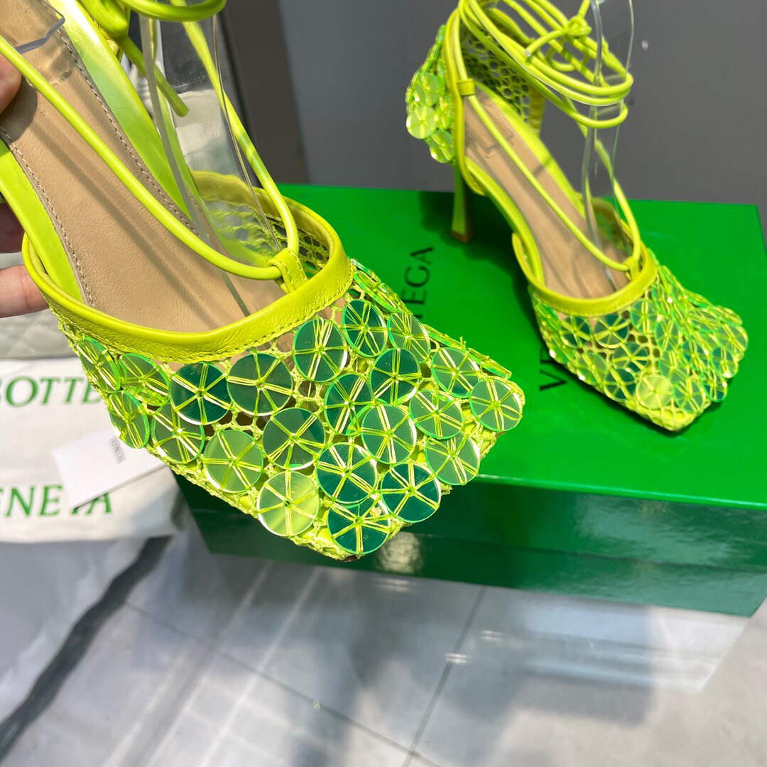 Bottega Veneta BV 667206 sequins mesh and leather sandals V0GU11020