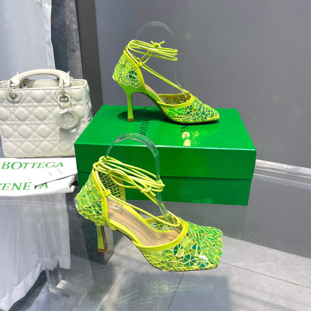 Bottega Veneta BV 667206 sequins mesh and leather sandals V0GU11020