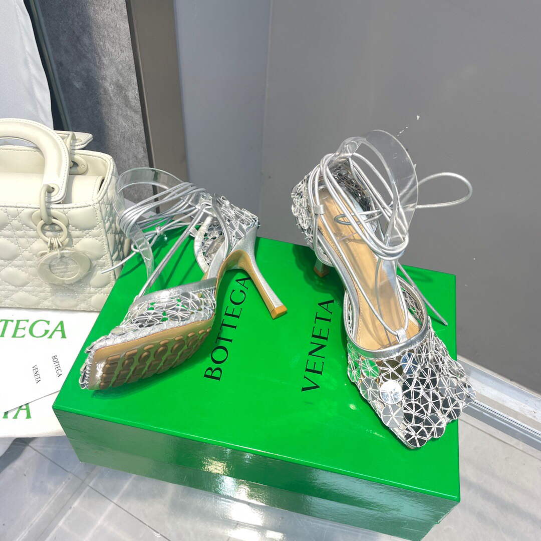 Bottega Veneta BV 667206 sequins mesh and leather sandals V0GU11021