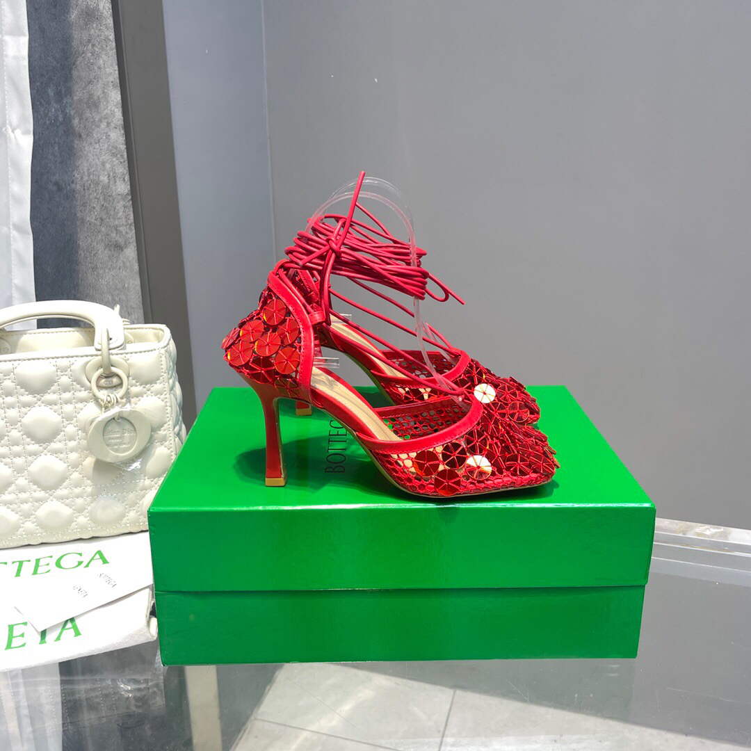 Bottega Veneta BV 667206 sequins mesh and leather sandals V0GU11022