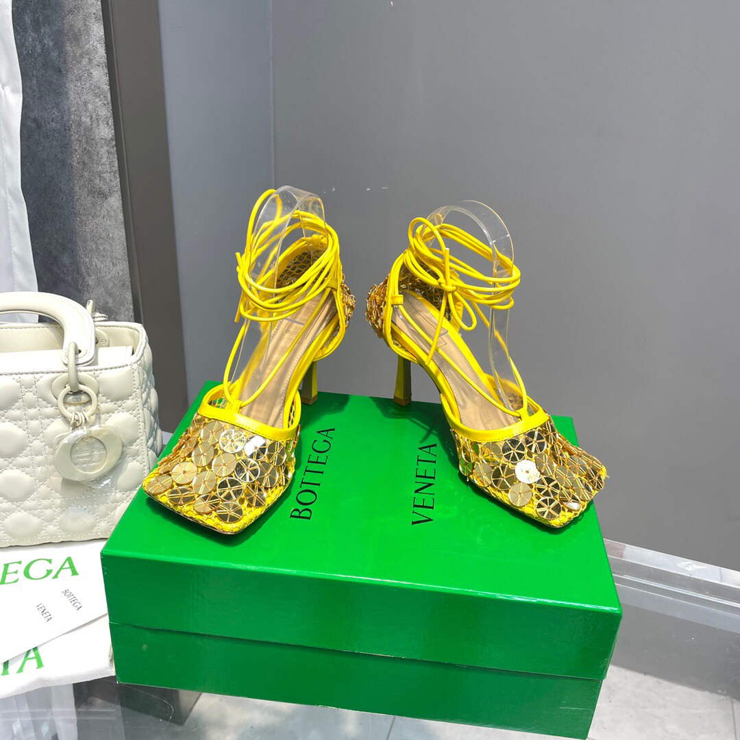 Bottega Veneta BV 667206 sequins mesh and leather sandals V0GU11023 - 34 - View 1