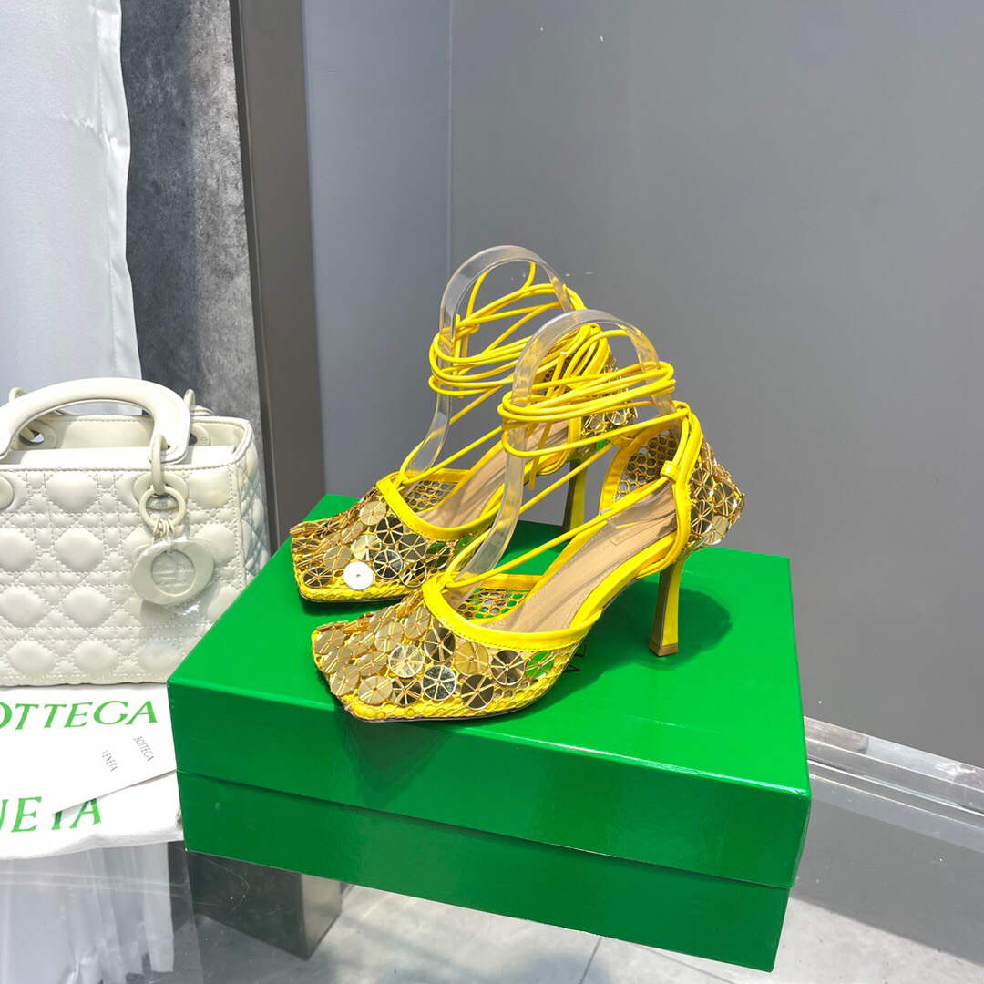 Bottega Veneta BV 667206 sequins mesh and leather sandals V0GU11023