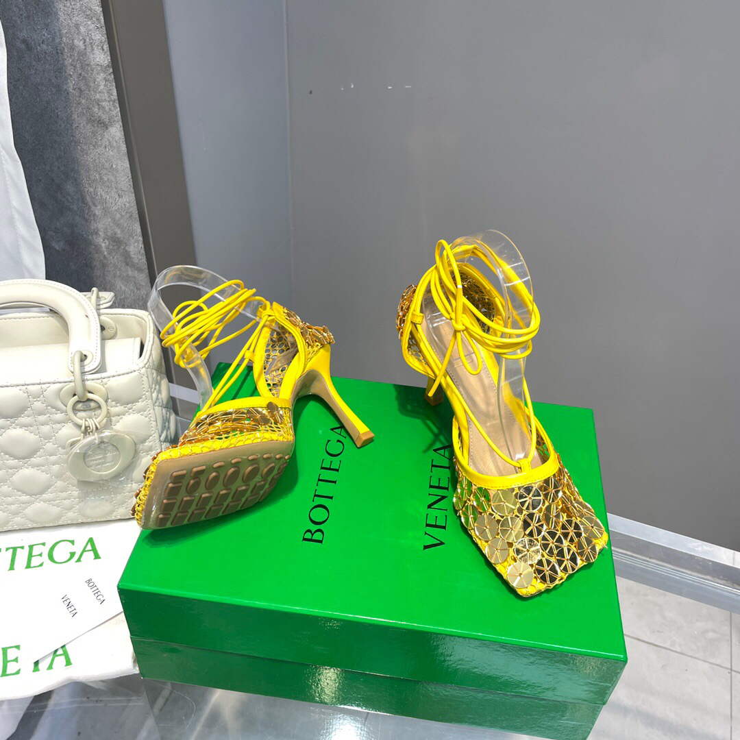 Bottega Veneta BV 667206 sequins mesh and leather sandals V0GU11023