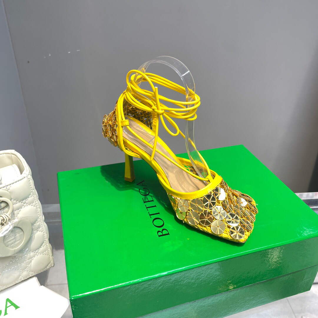 Bottega Veneta BV 667206 sequins mesh and leather sandals V0GU11023
