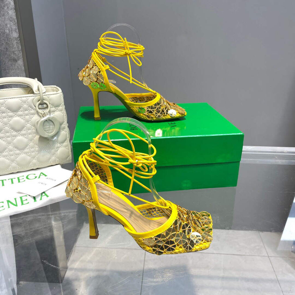 Bottega Veneta BV 667206 sequins mesh and leather sandals V0GU11023