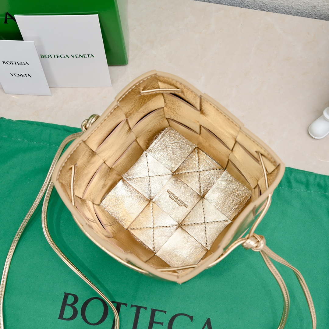 Bottega Veneta BV 680218 Small Cassette Cross-Body Bucket Gold - Default Title - View 7