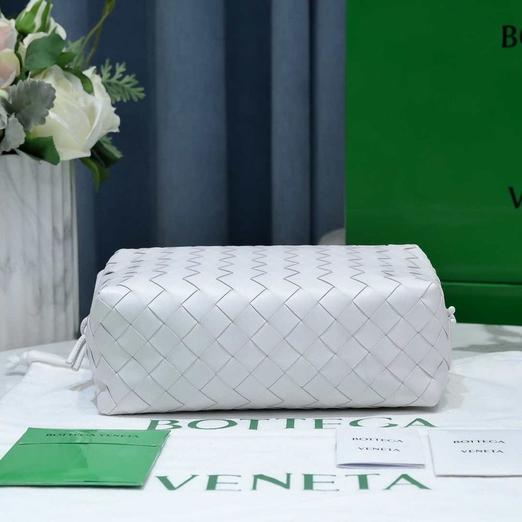 Bottega Veneta BV 680254 Mini Loop intrecciato leather cross-body bag White