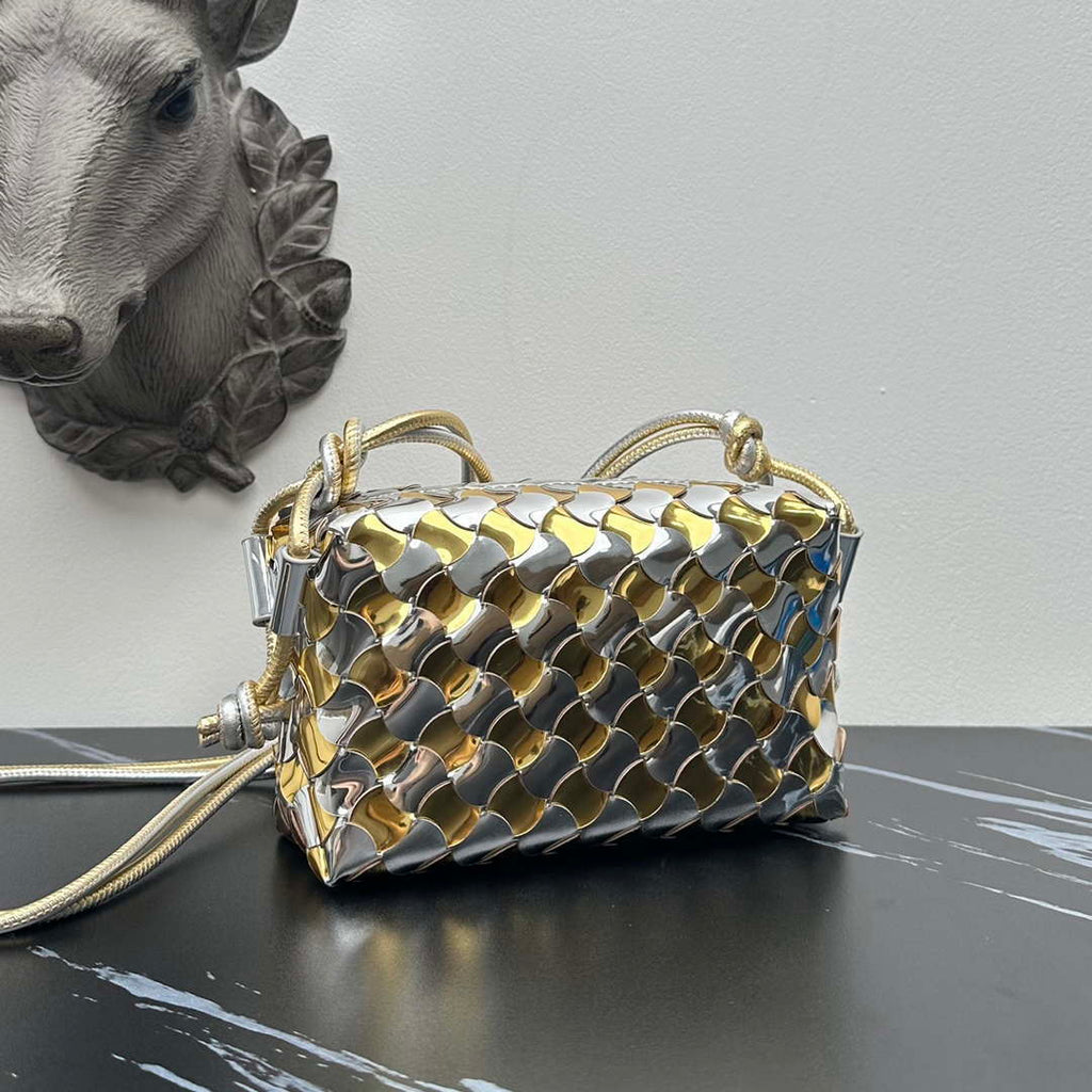 Bottega Veneta BV 680254 Mini Loop Camera Bag Silver gold
