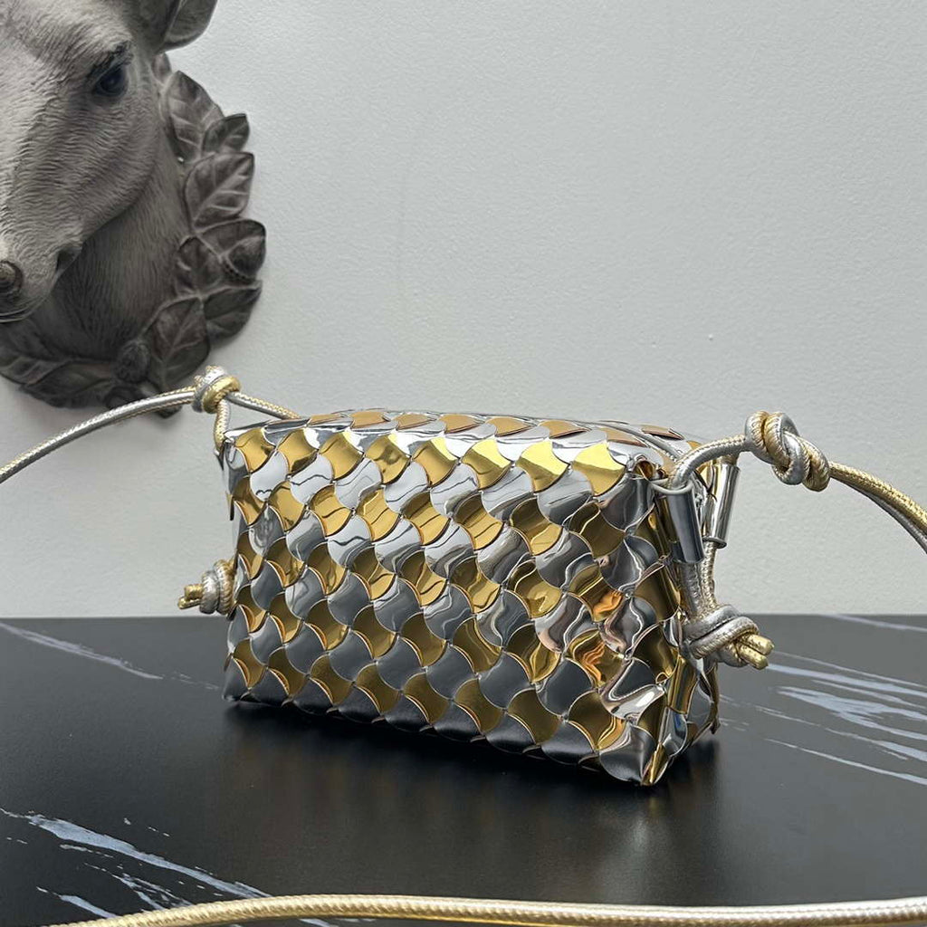 Bottega Veneta BV 680254 Mini Loop Camera Bag Silver gold