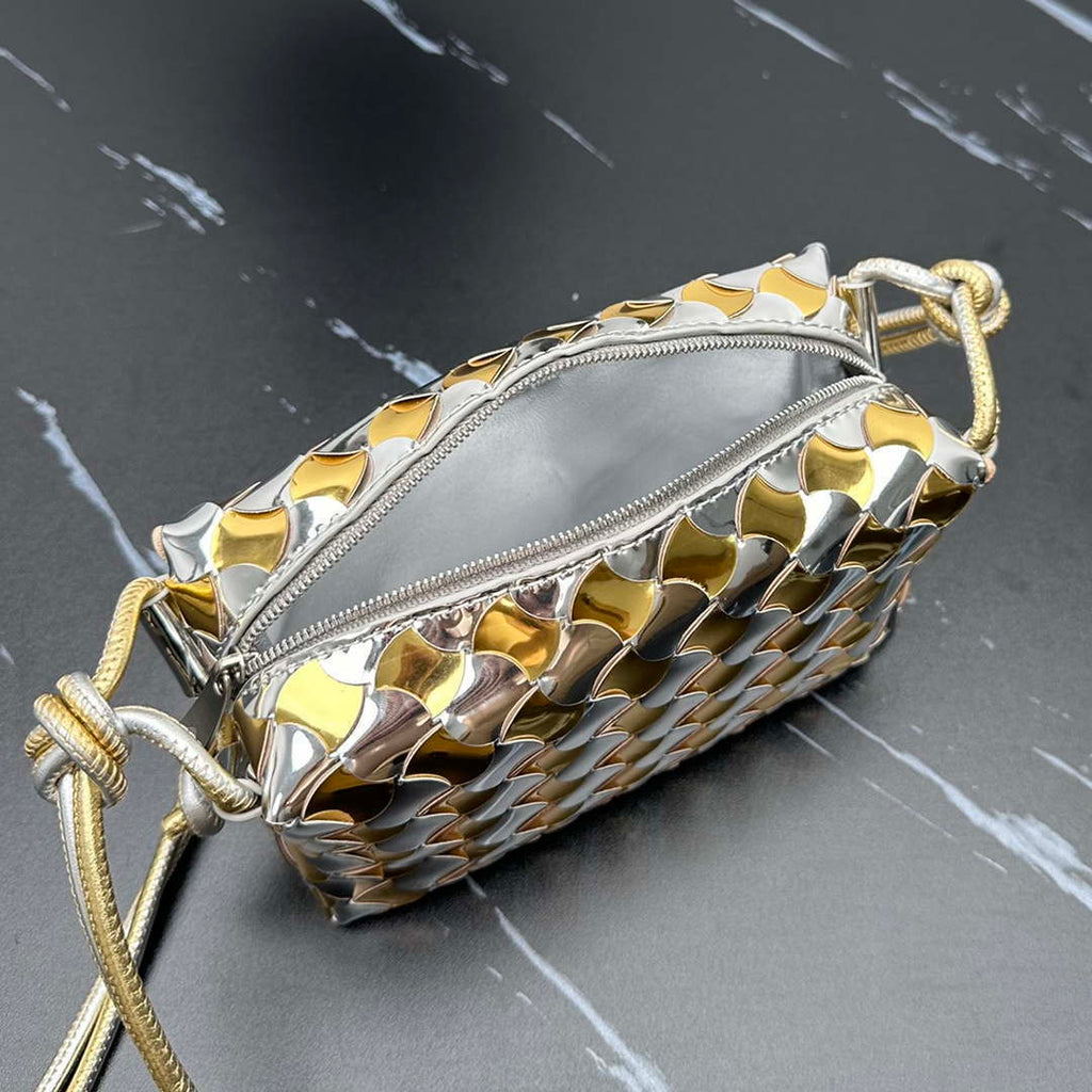 Bottega Veneta BV 680254 Mini Loop Camera Bag Silver gold
