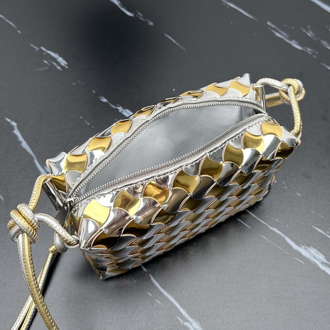 Bottega Veneta BV 680254 Mini Loop Camera Bag Silver gold