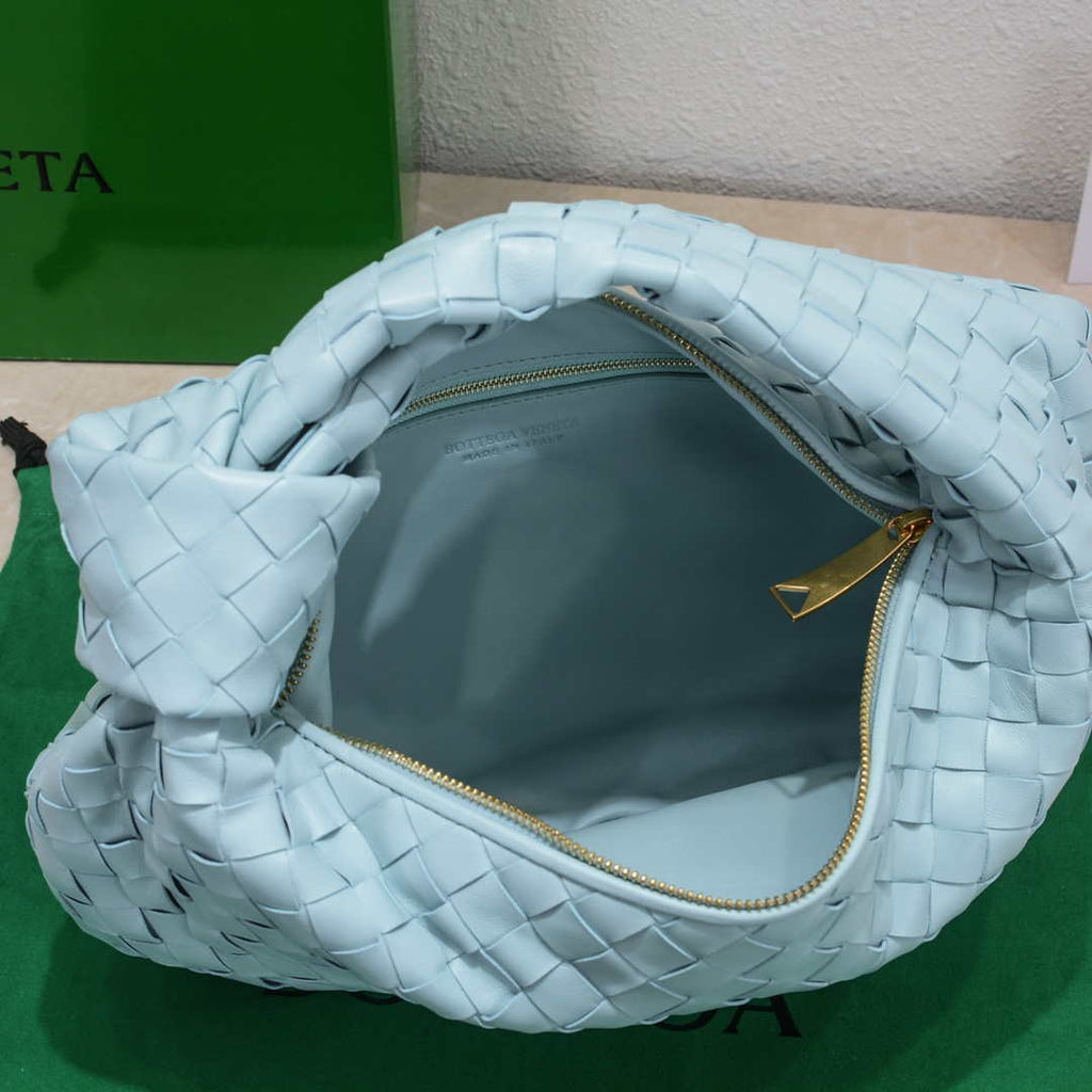 Bottega Veneta BV 690225 Teen Jodie intrecciato leather shoulder bag Light Blue