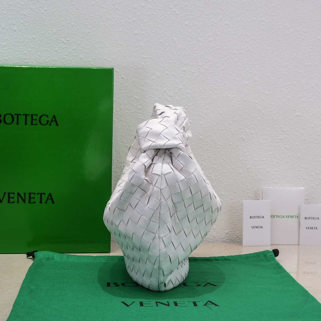 Bottega Veneta BV 690225 Teen Jodie intrecciato leather shoulder bag White