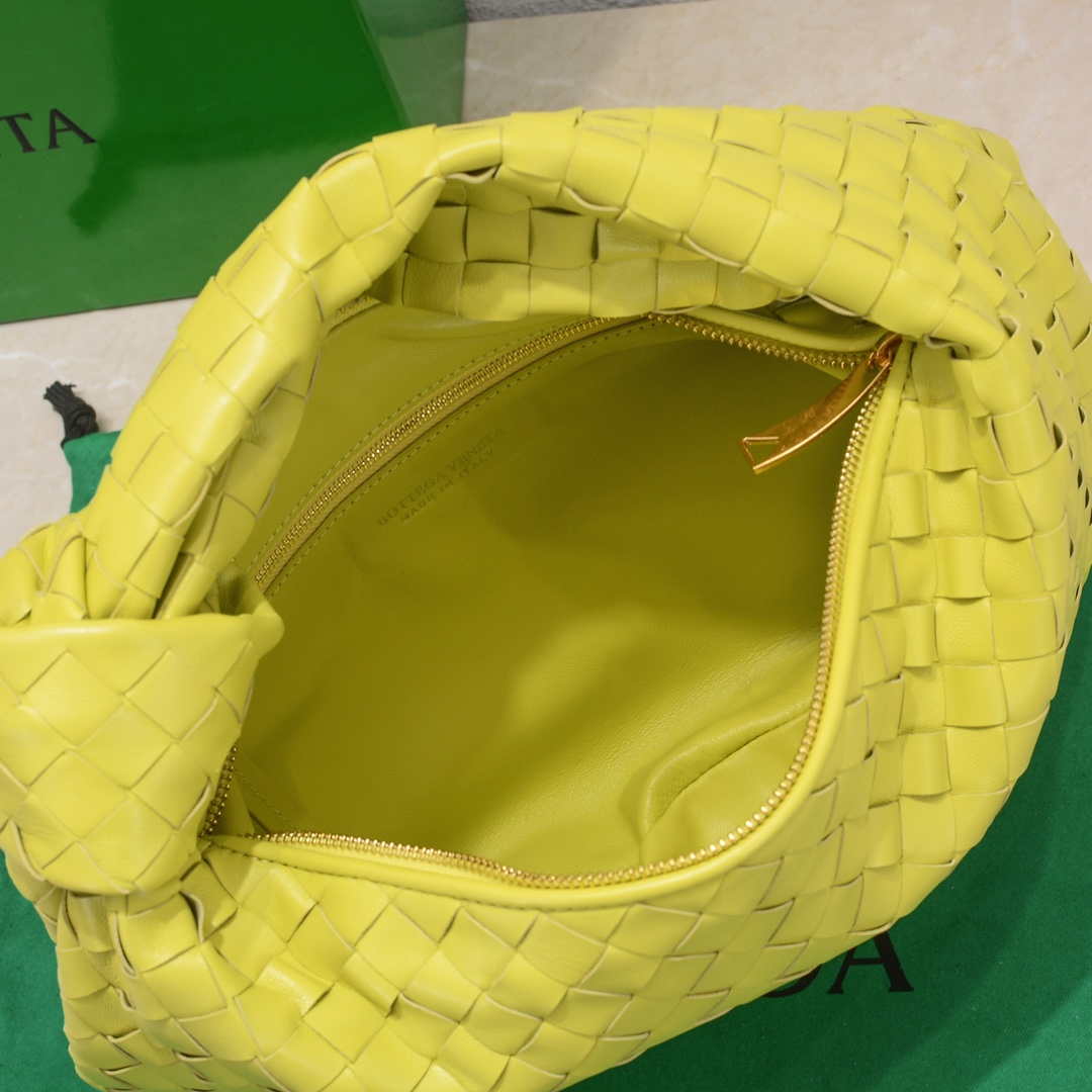 Bottega Veneta BV 690225 Teen Jodie intrecciato leather shoulder bag Lemon Yellow
