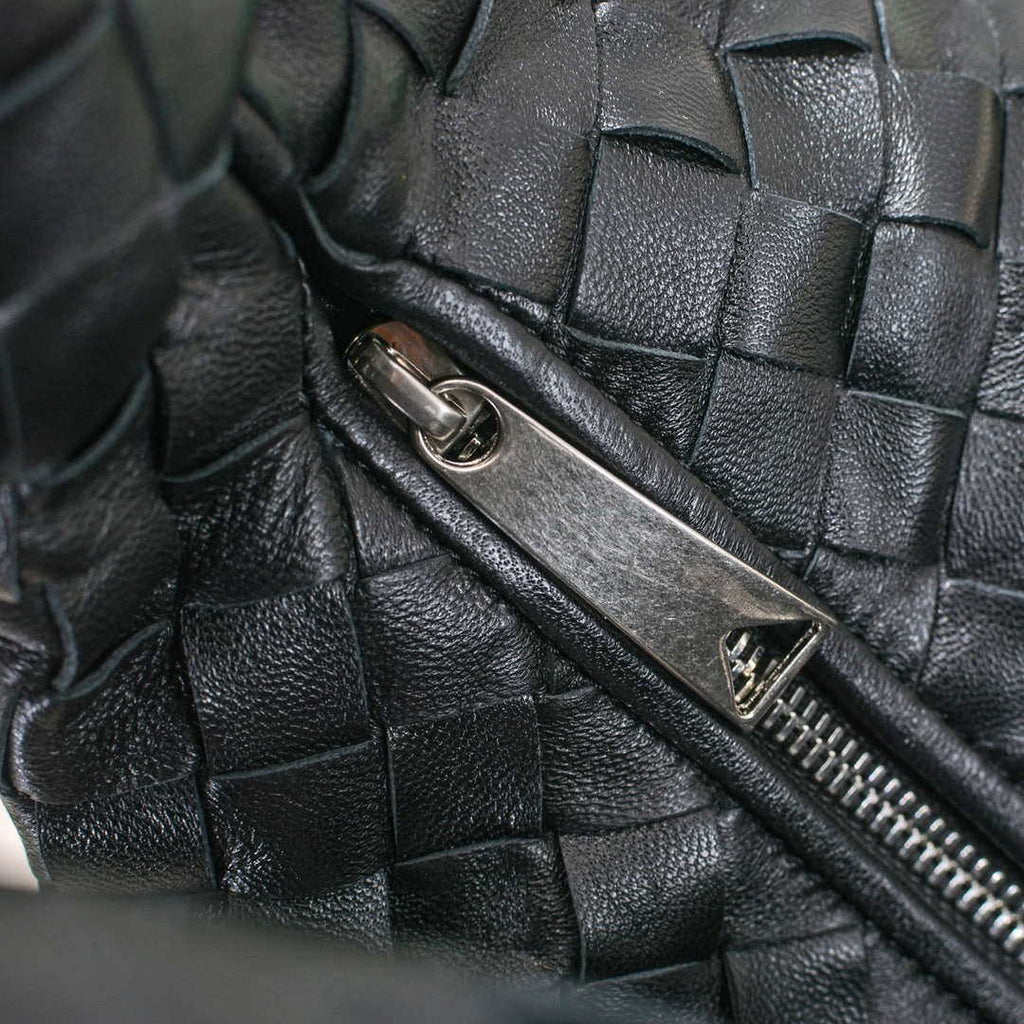 Bottega Veneta BV 690225 Teen Jodie intrecciato leather shoulder bag Black