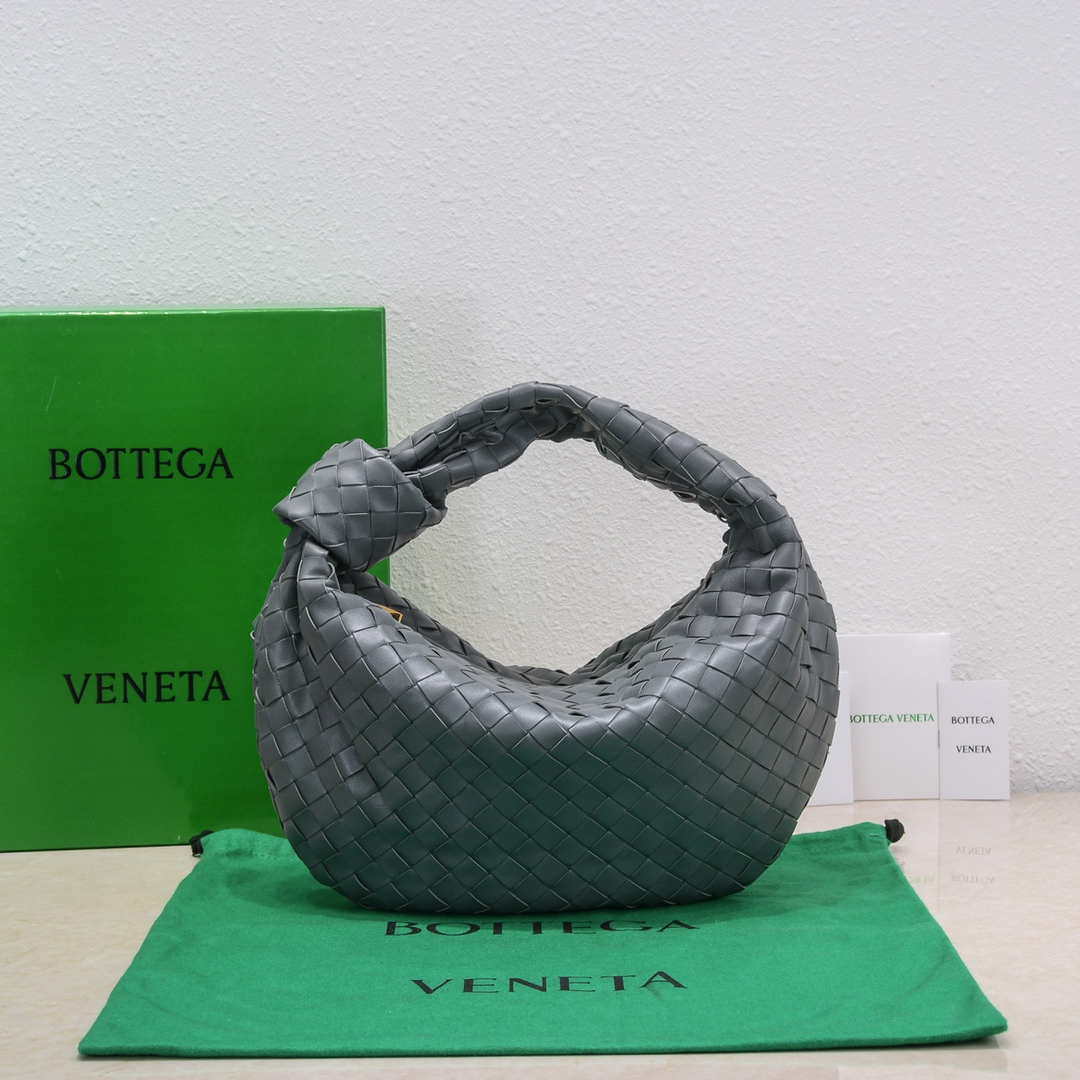 Bottega Veneta BV 690225 Teen Jodie intrecciato leather shoulder bag Dark Gray - Default Title - View 1