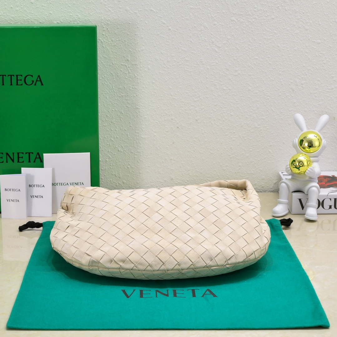 Bottega Veneta BV 690225 Teen Jodie intrecciato suede shoulder bag Beige