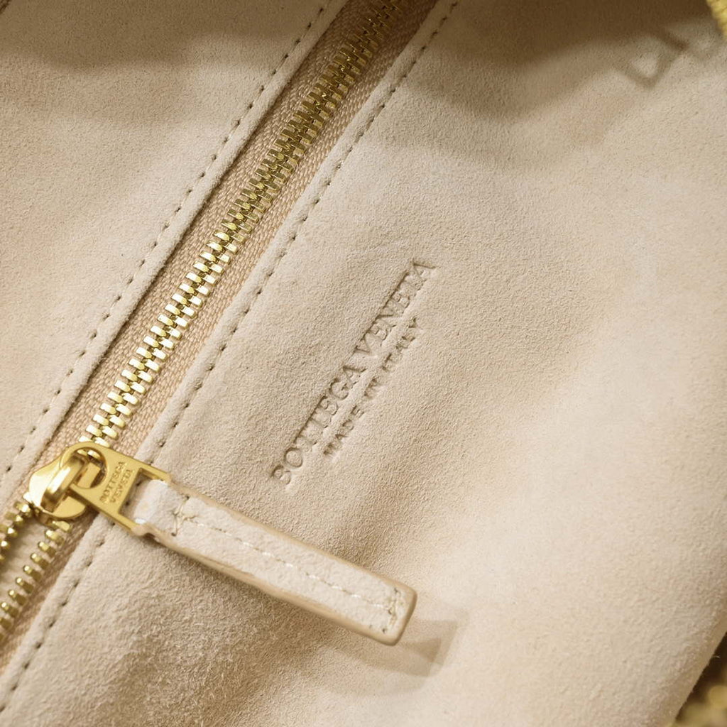 Bottega Veneta BV 690225 Teen Jodie intrecciato suede shoulder bag Beige