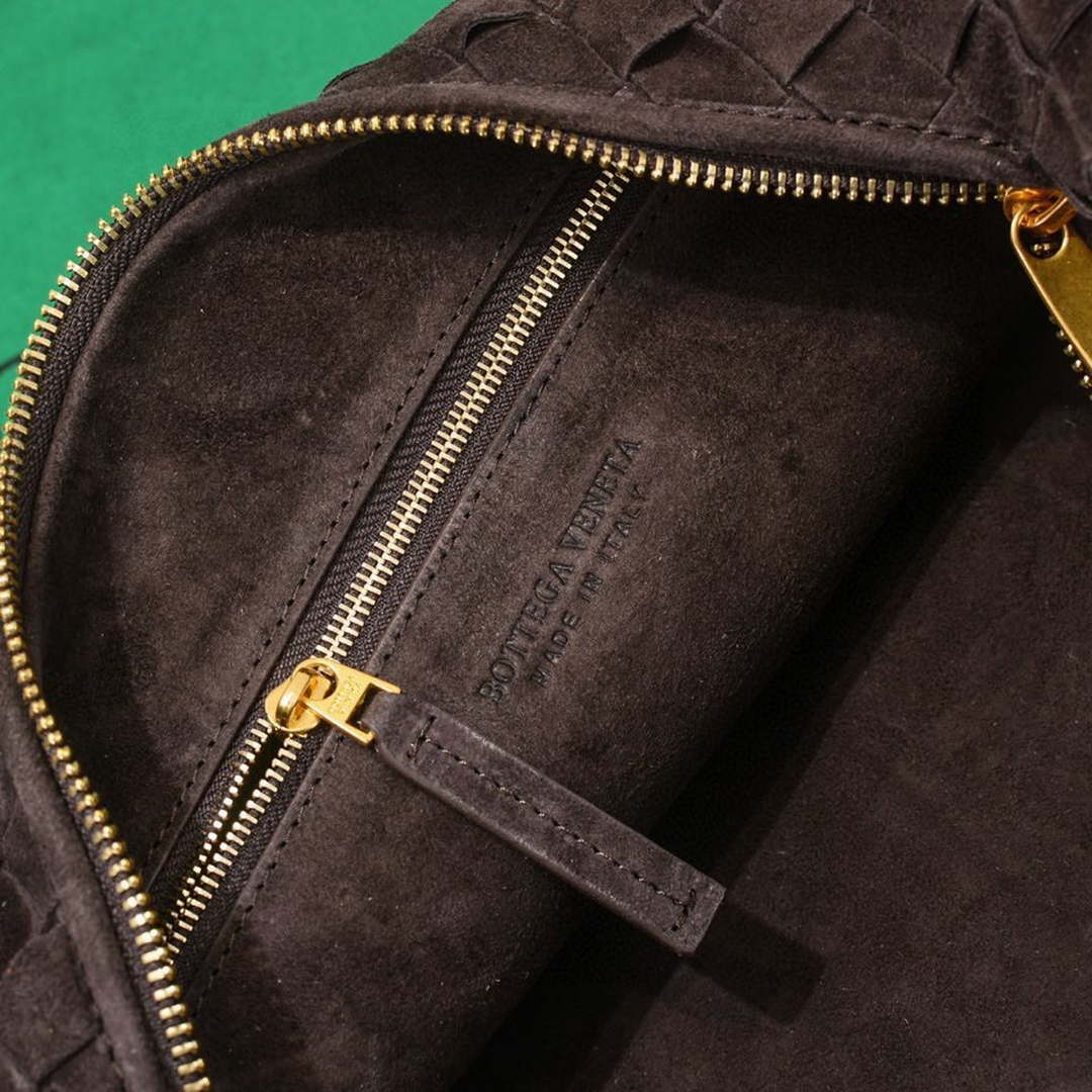 Bottega Veneta BV 690225 Teen Jodie intrecciato suede shoulder bag Brown