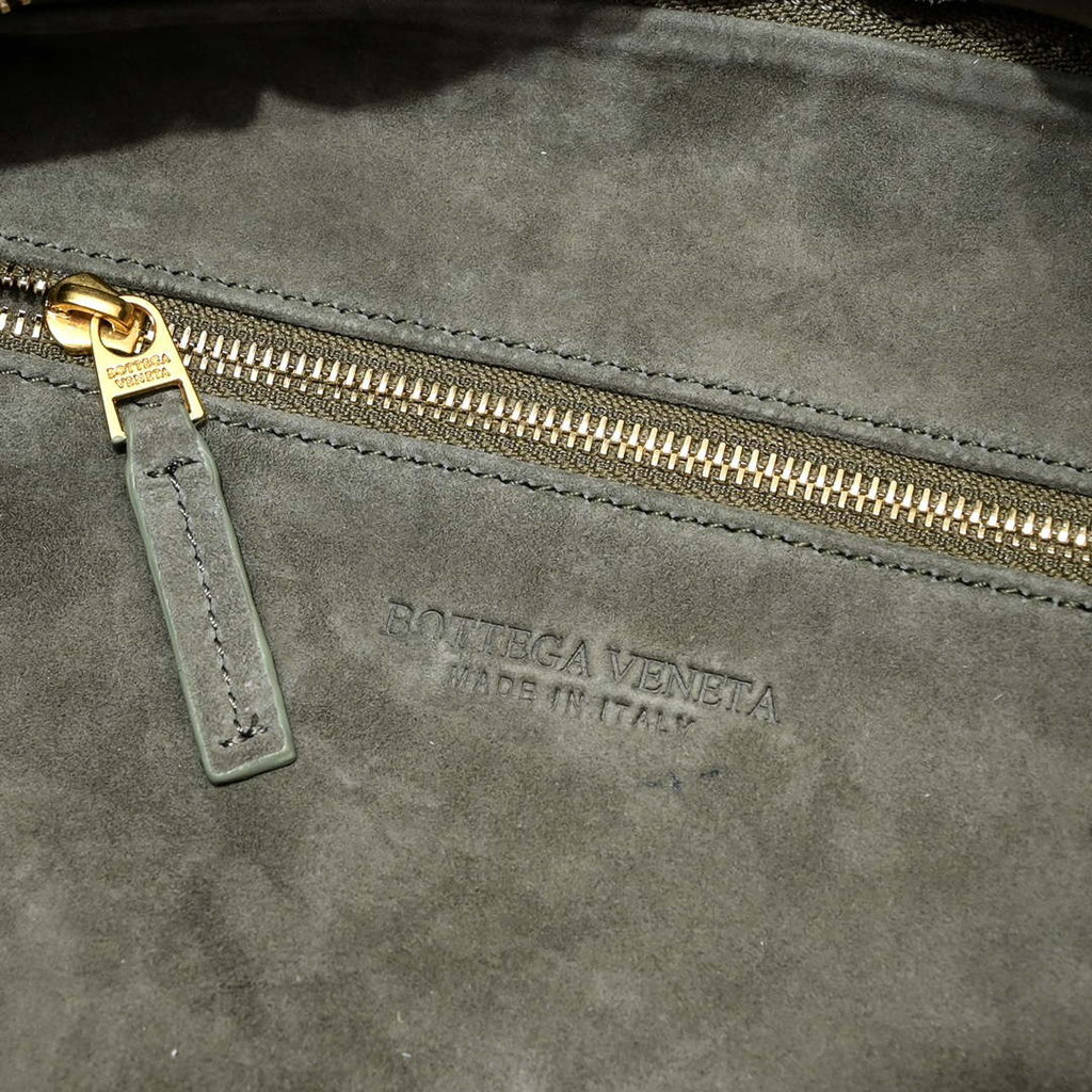 Bottega Veneta BV 690225 Teen Jodie intrecciato suede shoulder bag Dark Green