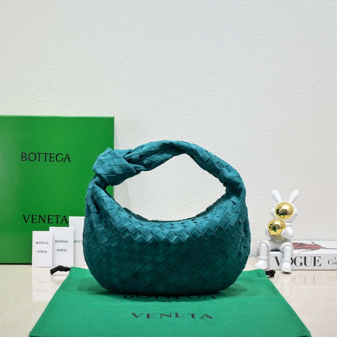Bottega Veneta BV 690225 Teen Jodie intrecciato suede shoulder bag Lake Blue