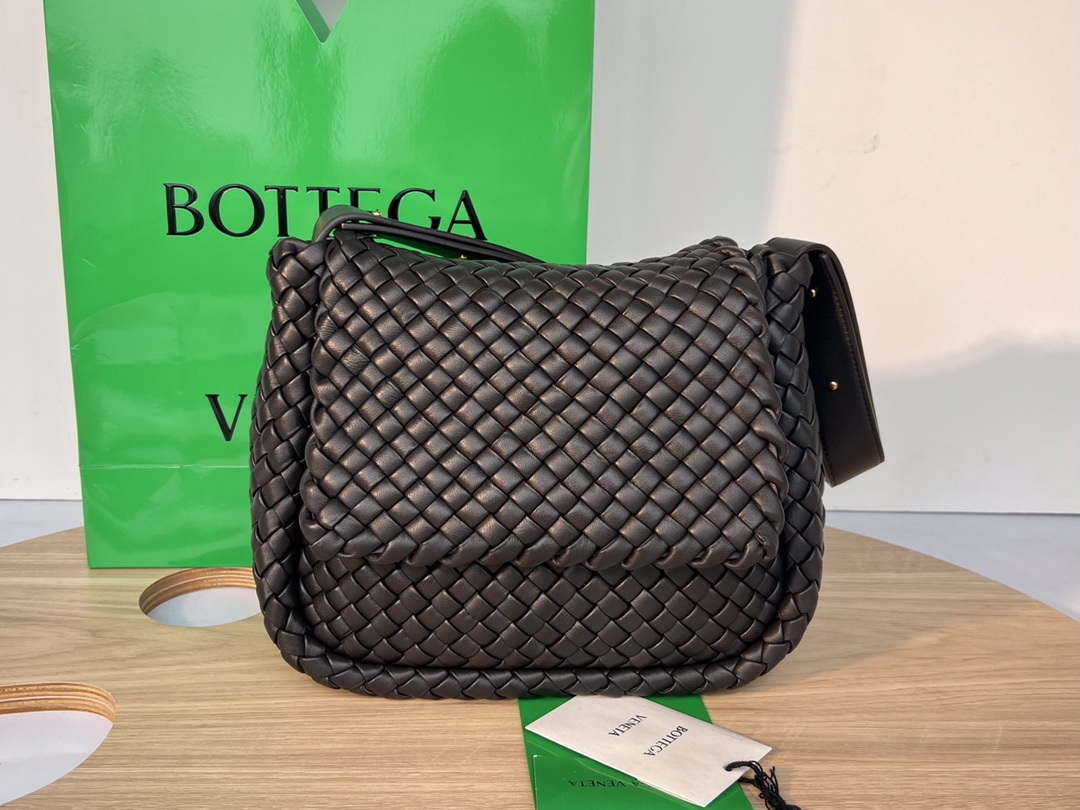 Bottega Veneta BV 709418 Small Cobble Shoulder Bag Drak Brown - Default Title - View 1