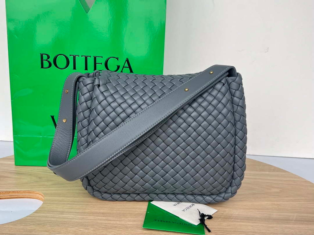 Bottega Veneta BV 709418 Small Cobble Shoulder Bag Dark Gray