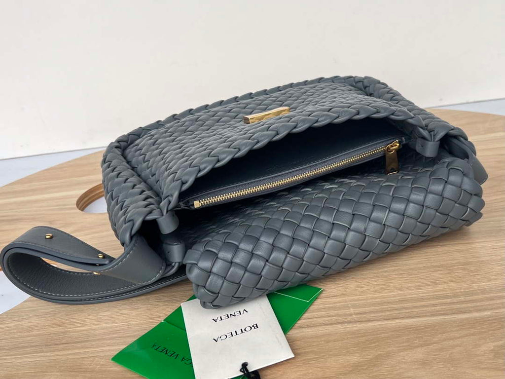 Bottega Veneta BV 709418 Small Cobble Shoulder Bag Dark Gray
