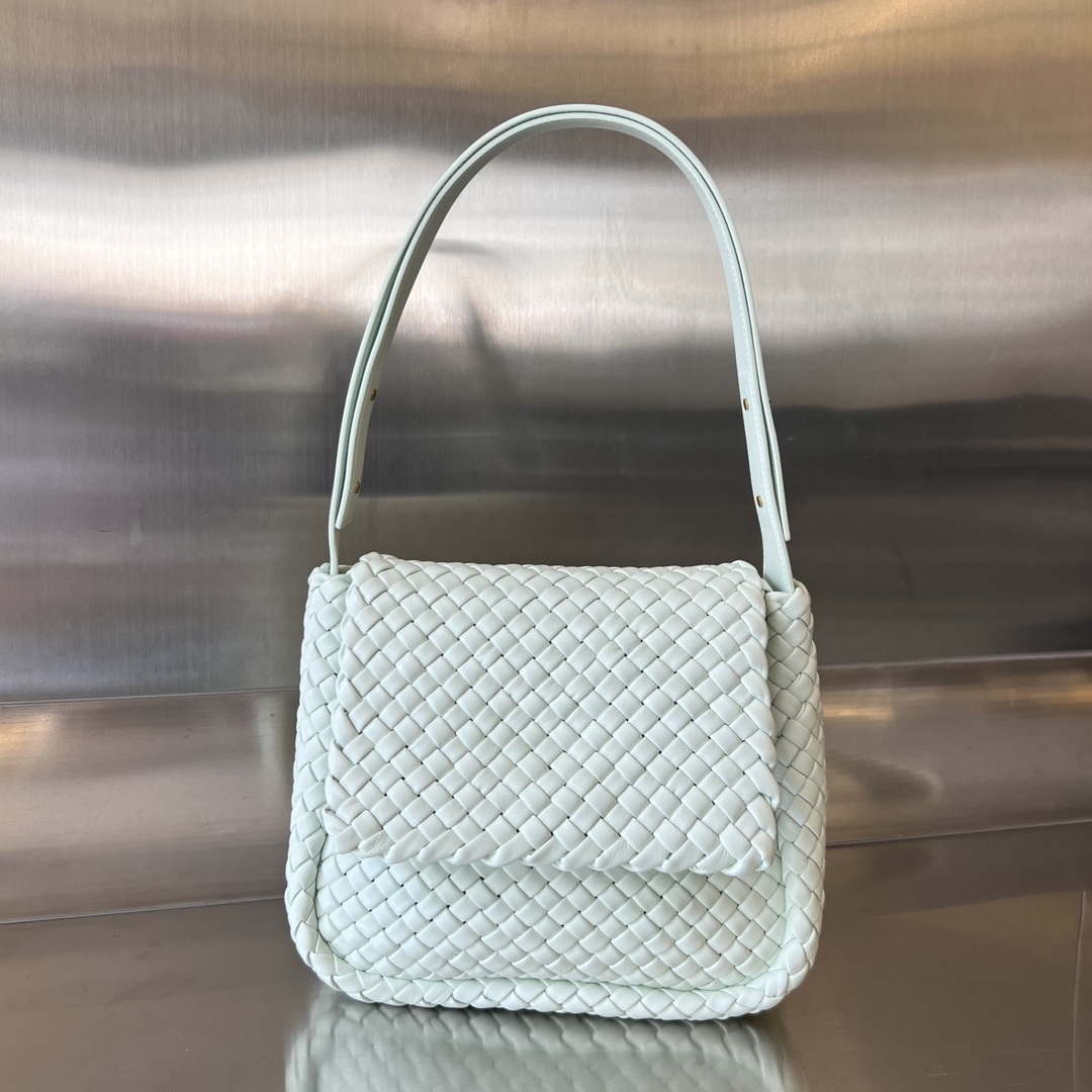 Bottega Veneta BV 709418 Small Cobble Shoulder Bag Light Blue - Default Title - View 1