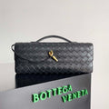 Bottega Veneta BV 741511 Long Clutch Andiamo With Handle Emerald Black - Default Title - View 1