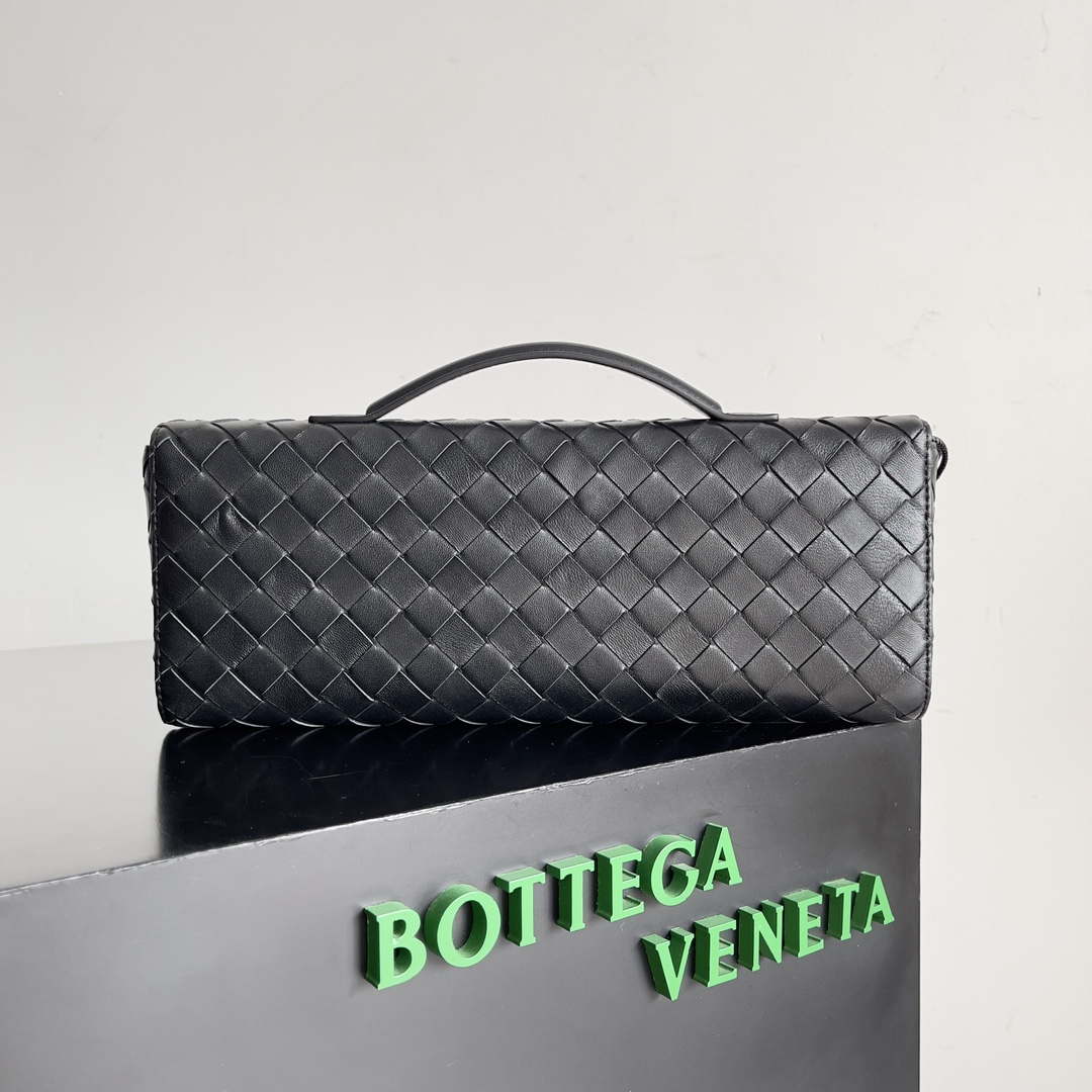 Bottega Veneta BV 741511 Long Clutch Andiamo With Handle Emerald Black