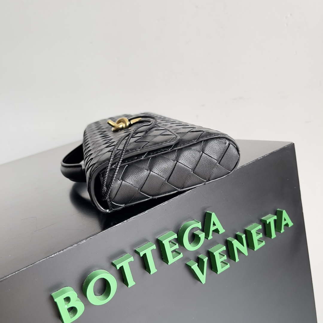 Bottega Veneta BV 741511 Long Clutch Andiamo With Handle Emerald Black - Default Title - View 3