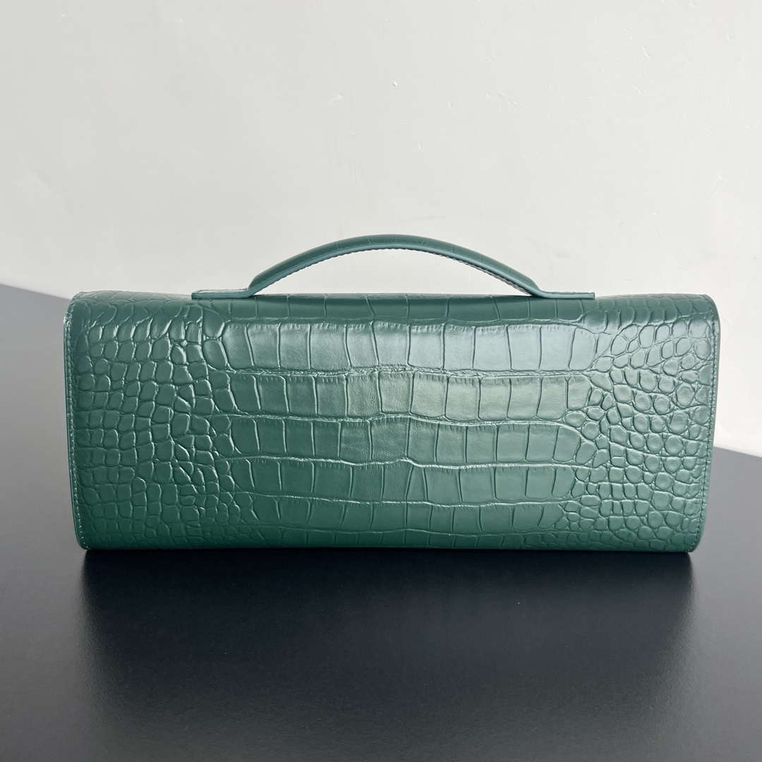 Bottega Veneta BV 741511 Long Clutch Andiamo With Handle Emerald Crocodile-grain Lambskin leather Green