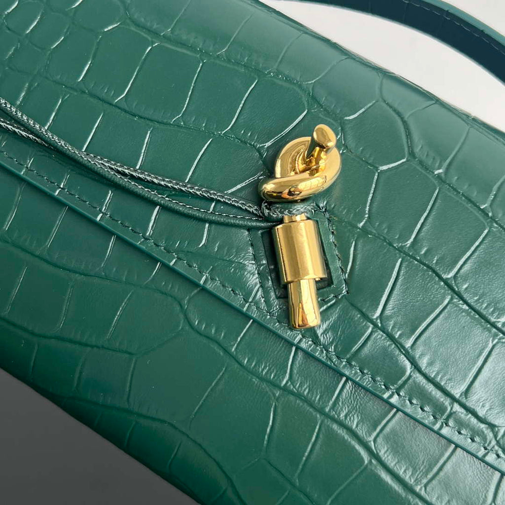 Bottega Veneta BV 741511 Long Clutch Andiamo With Handle Emerald Crocodile-grain Lambskin leather Green