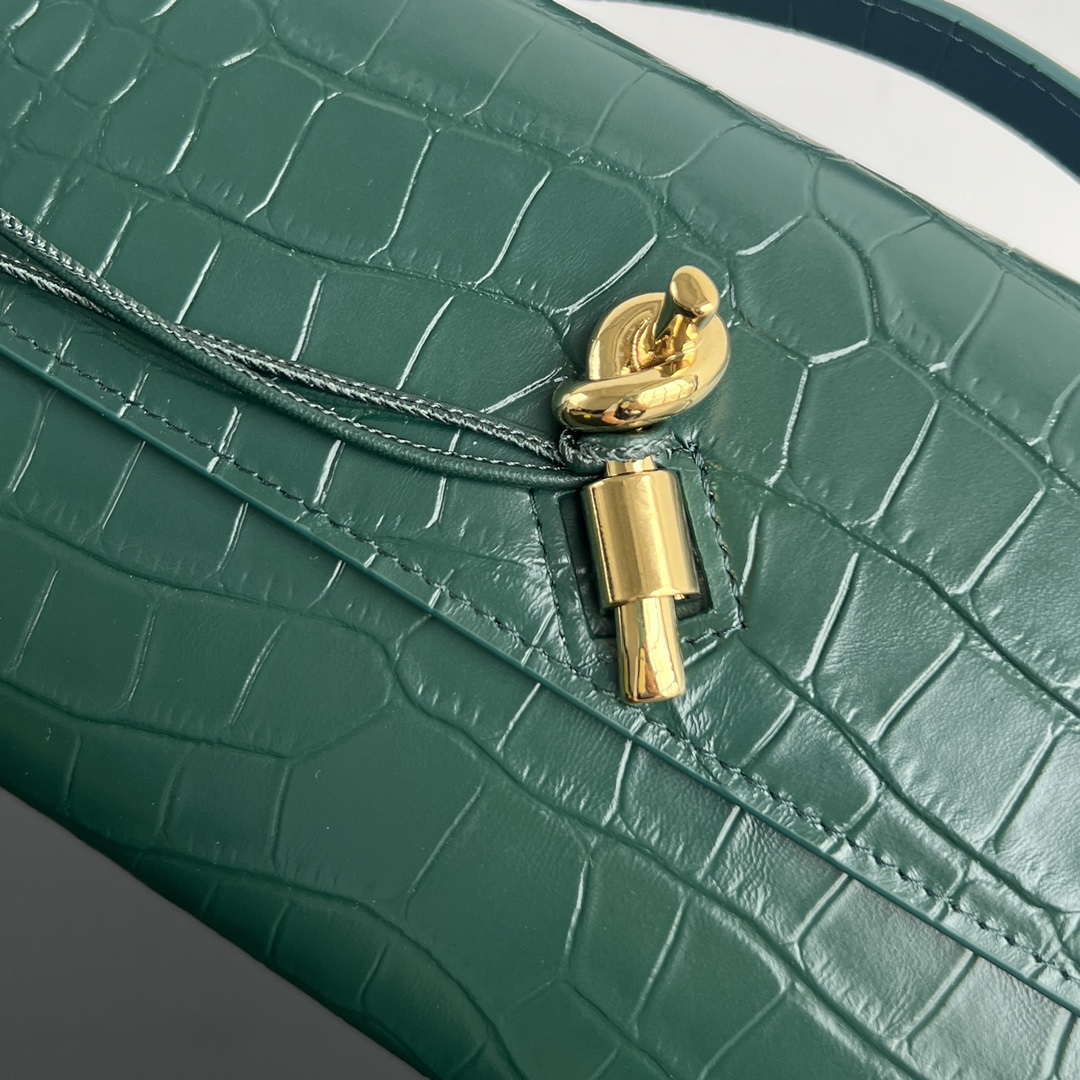 Bottega Veneta BV 741511 Long Clutch Andiamo With Handle Emerald Crocodile-grain Lambskin leather Green