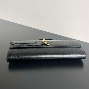 Bottega Veneta BV 741511 Long Clutch Andiamo With Handle Emerald Crocodile-grain Lambskin leather Black - Default Title - View 4