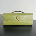 Bottega Veneta BV 741511 Long Clutch Andiamo With Handle Emerald Crocodile-grain Lambskin leather Lemon Green