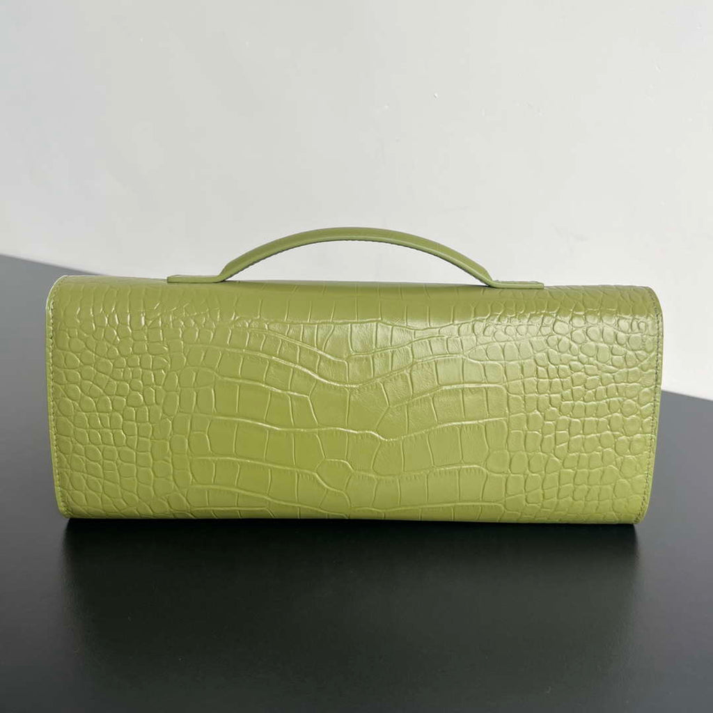 Bottega Veneta BV 741511 Long Clutch Andiamo With Handle Emerald Crocodile-grain Lambskin leather Lemon Green