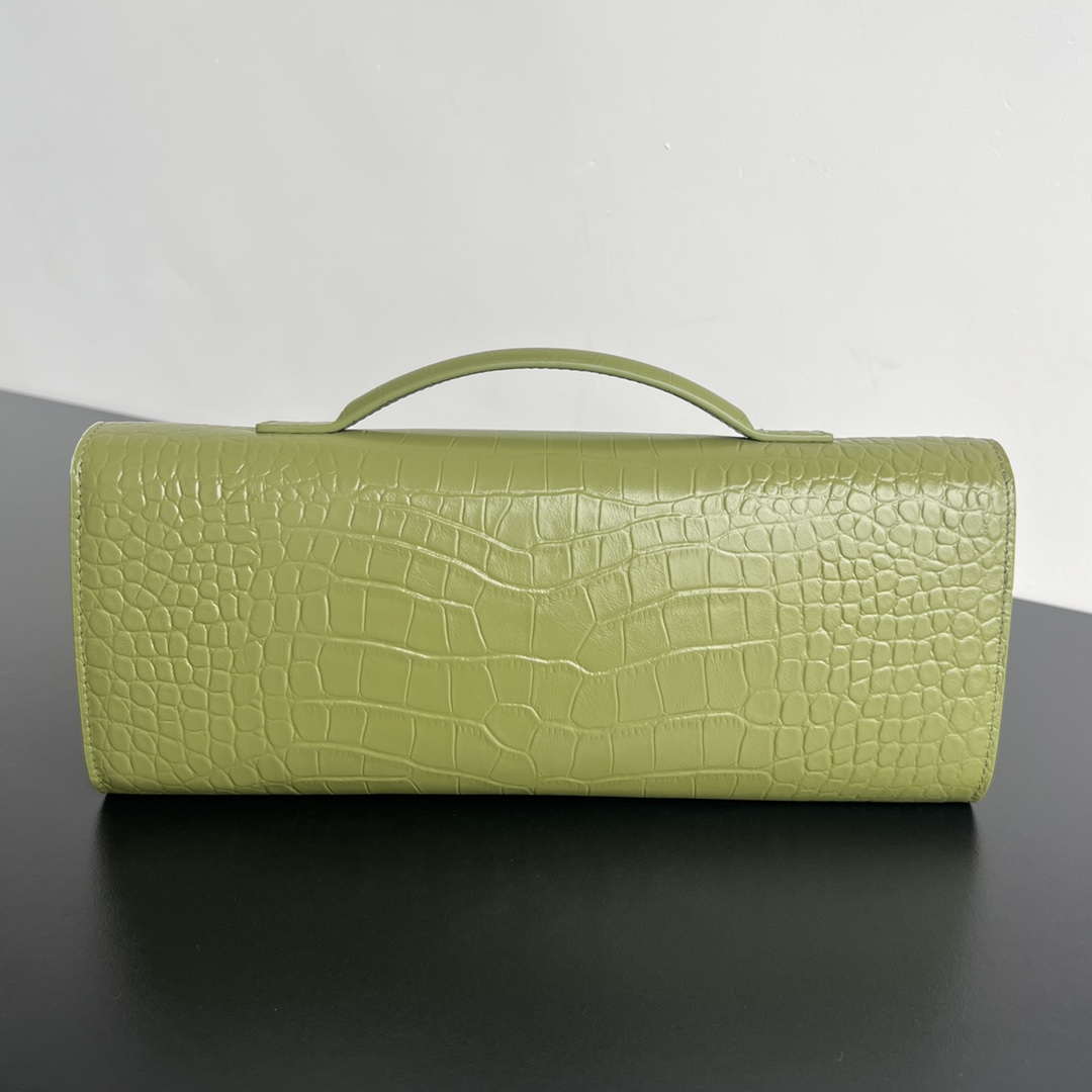 Bottega Veneta BV 741511 Long Clutch Andiamo With Handle Emerald Crocodile-grain Lambskin leather Lemon Green