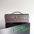 Bottega Veneta BV 741511 Long Clutch Andiamo With Handle Emerald Dark Brown