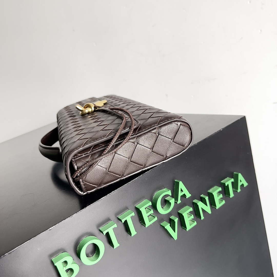 Bottega Veneta BV 741511 Long Clutch Andiamo With Handle Emerald Dark Brown - Default Title - View 2